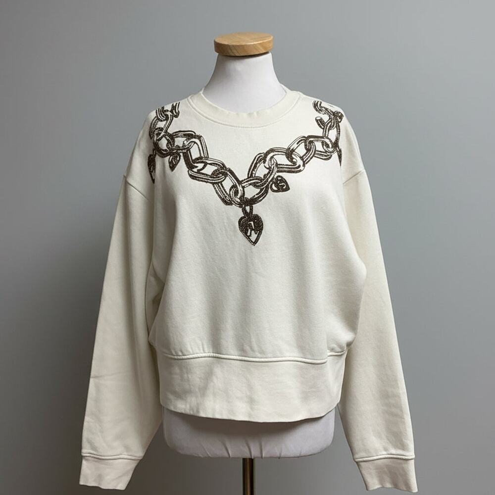 All Saints cream Drip Separo Locket sweatshirt, size L